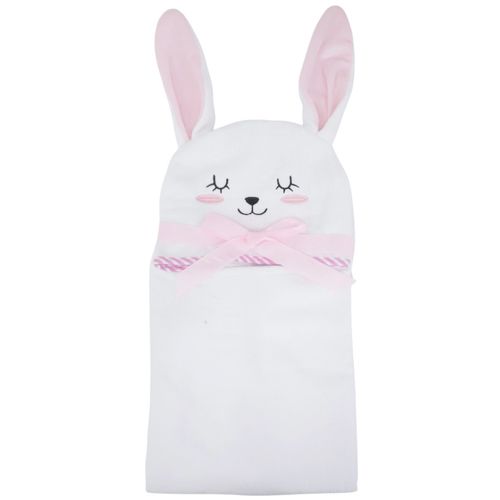 Toalla blanca con diseño de conejo para bebé niña