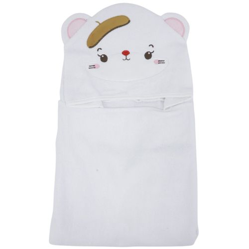Toalla blanca con diseño de oso para bebé niña