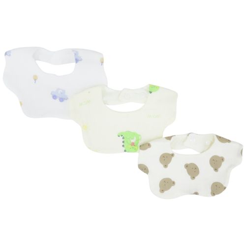 Set de 3 baberos blancos estampados para bebé niño