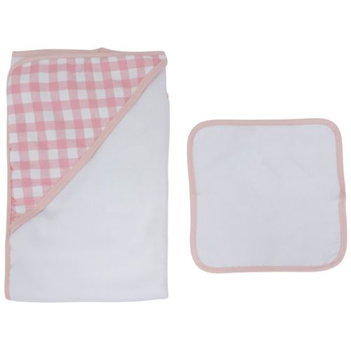 Set de 2 toallas blancas con detalles rosados para bebé niña