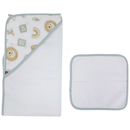 Set de 2 toallas blancas con estampado de leones para bebé niño