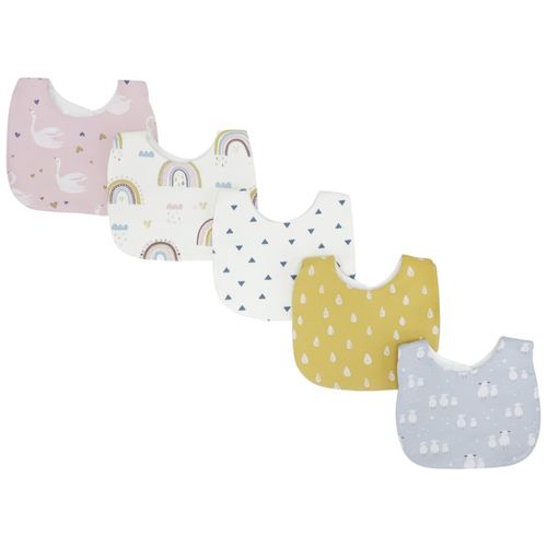Set de 5 baberos multicolor estampados para bebé niño