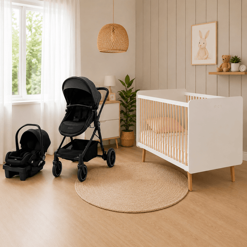 Combo Cuna Big Trevi blanca + Coche Travel System 3 en 1