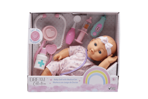 Set de Muñeca Bebé Dream Collection 30 cm con Accesorios Médicos y Sonido