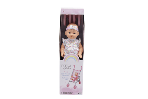 Set de Muñeca Bebé Dream Collection 30 cm con Carreola