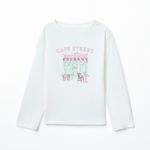 105304386-Camiseta blanca con estampado de cafetería para niña