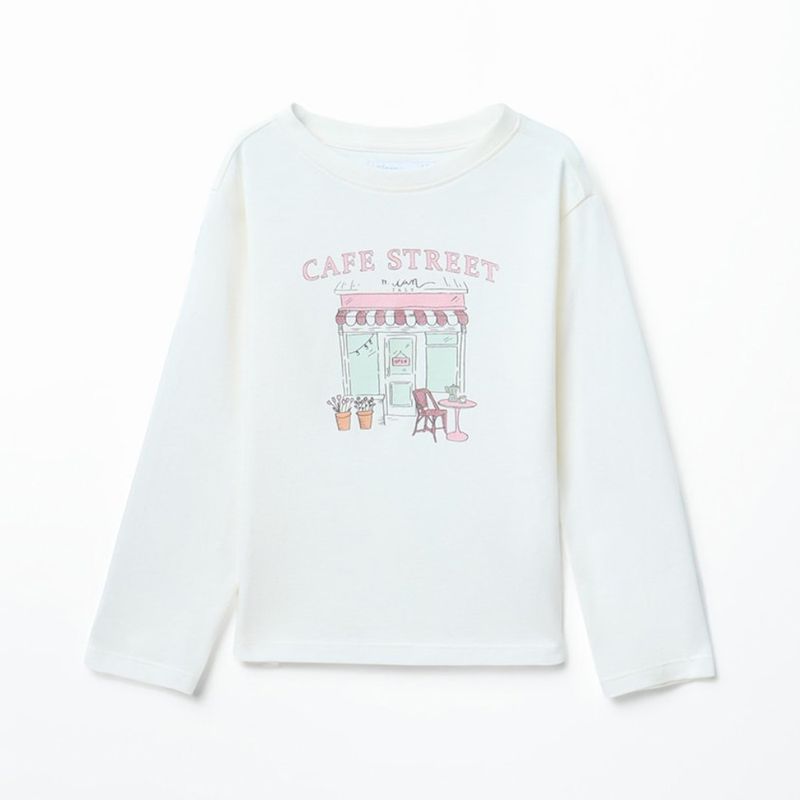 105304386-Camiseta blanca con estampado de cafetería para niña
