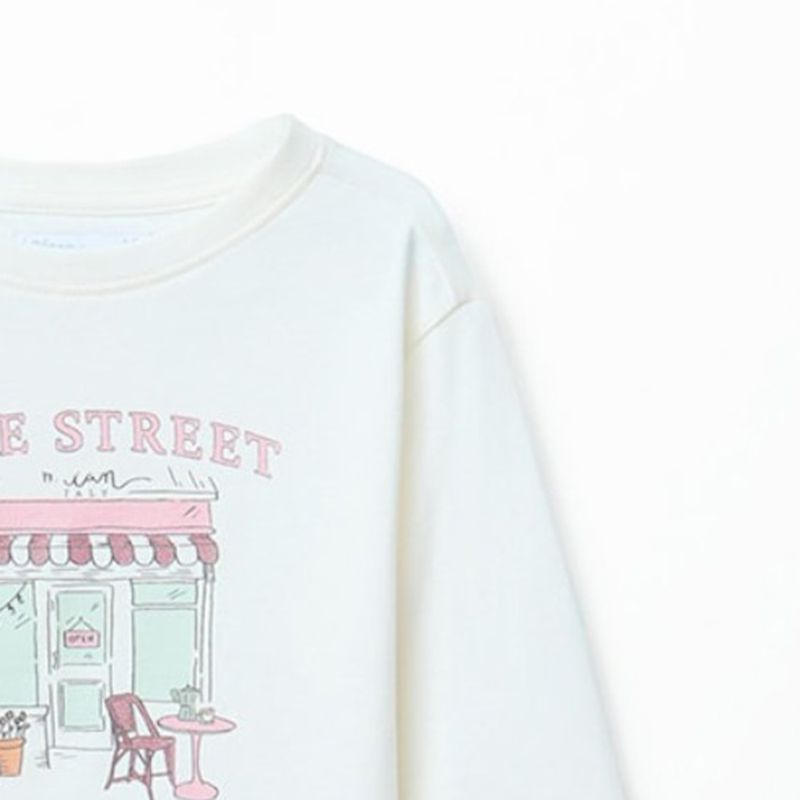 105304386-Camiseta blanca con estampado de cafetería para niña