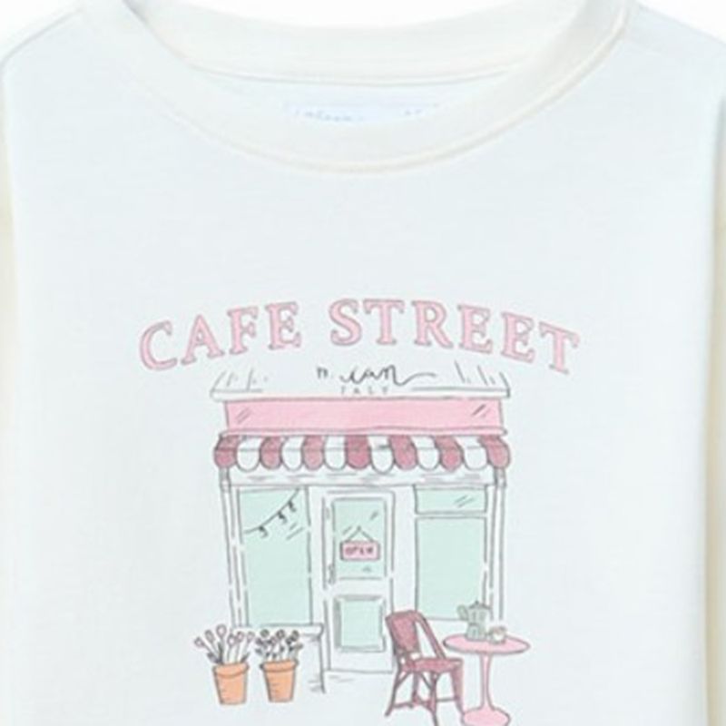 105304386-Camiseta blanca con estampado de cafetería para niña
