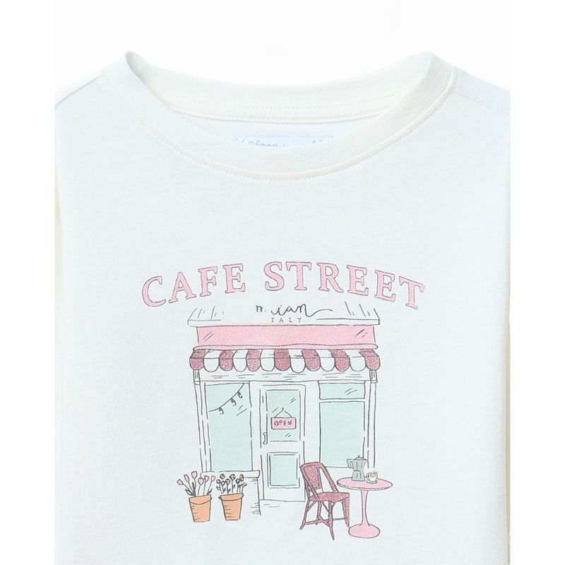 105304386-Camiseta blanca con estampado de cafetería para niña