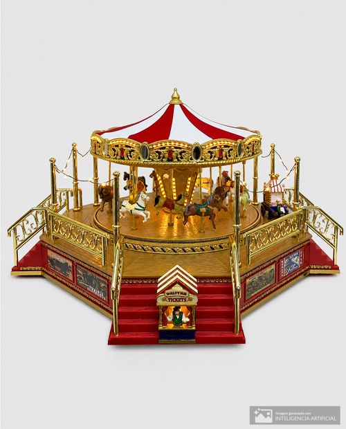 Carrusel navideño con luz música y movimiento 36.6 x 28.4 x 20.8 cm