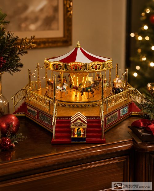 Carrusel navideño con luz música y movimiento 36.6 x 28.4 x 20.8 cm