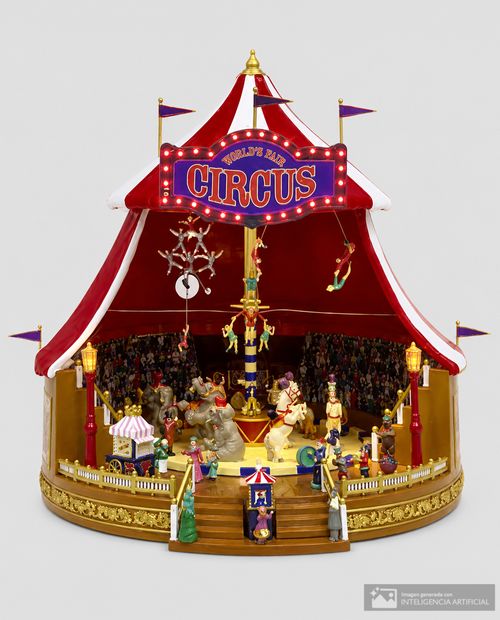 Circo navideño con luz música y movimiento 27.9 x 27.9 x 31 cm