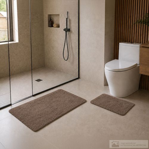 Set de 2 alfombras de baño antideslizantes chocolate