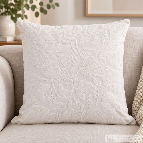 Cojín jacquard floral de hojas