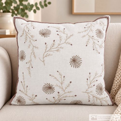 Cojín jacquard botánico beige