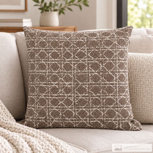 Cojín jacquard geométrico en relieve