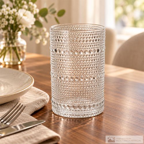 Vaso de vidrio texturizado grande