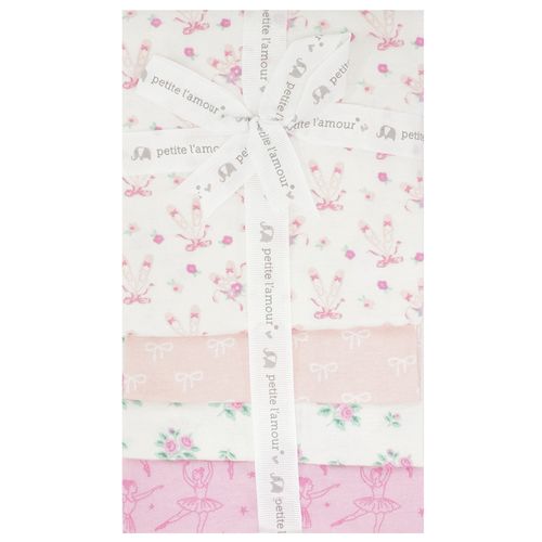 Set de 4 mantillas con estampado de bailarinas y flores para bebé niña