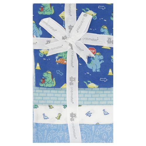 Set de 4 mantillas con estampado de dinosaurios para bebé niño