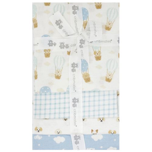 Set de 4 mantillas con estampado de mascotas y globos para bebé niño