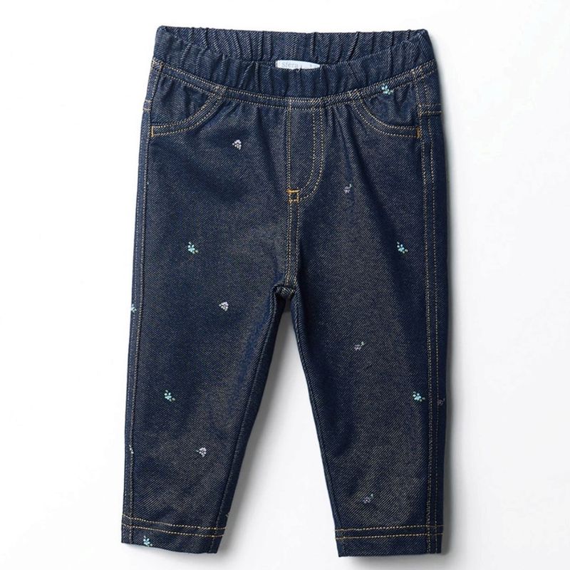 Legging azul denim con bordado para bebé niña - Siman Nicaragua