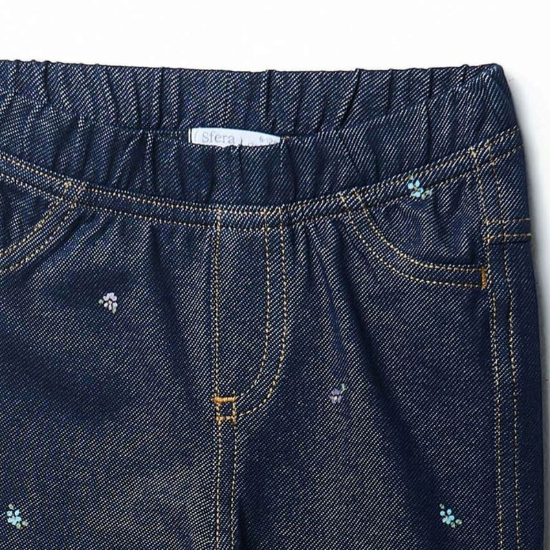 Legging azul denim con bordado para bebé niña - Siman Nicaragua