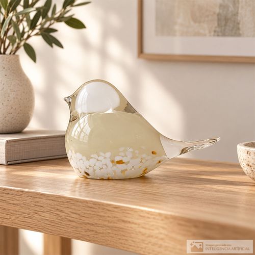 Figura decorativa de pájaro de vidrio blanco
