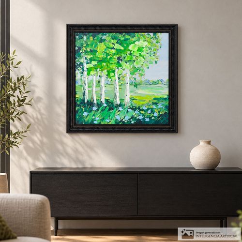 Cuadro decorativo de paisaje con árboles verdes