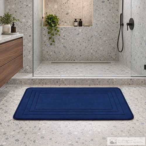 Alfombra de baño rectangular azul marino