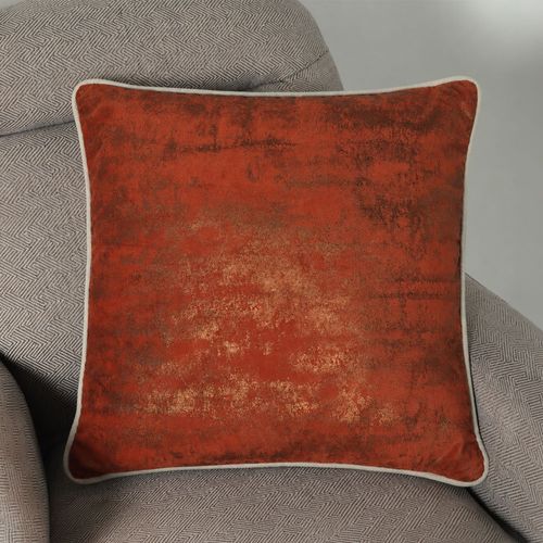 Cojín decorativo efecto terciopelo rojo y dorado
