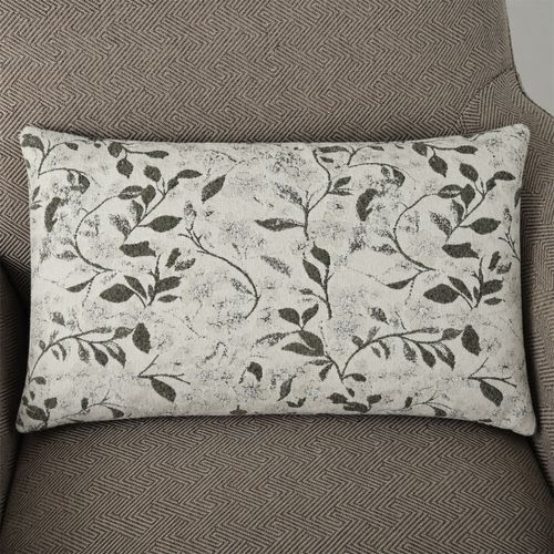 Cojín jacquard floral gris y beige