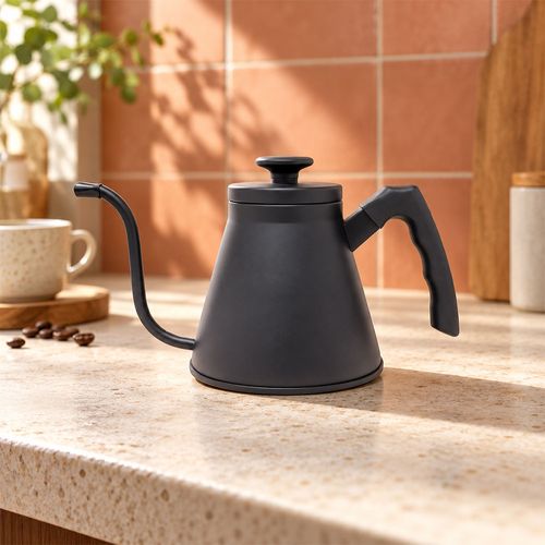 Tetera de cuello de ganso negra, 1,200 ml