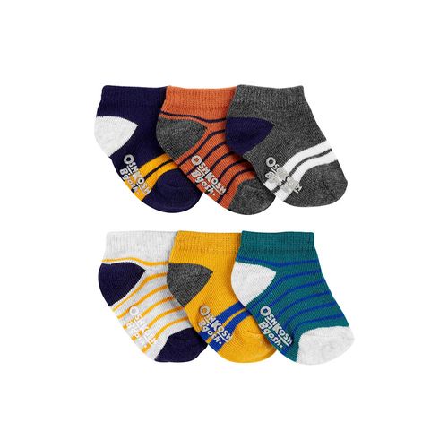 Paquete de seis pares de calcetines gris con rayas multicolor