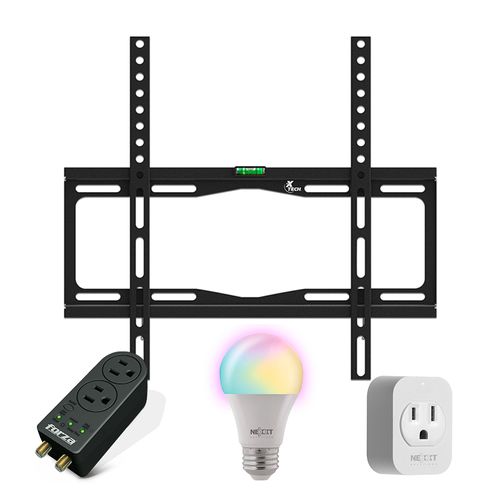 Kit smart - Rack para Tv + regulador + bombillo y enchufe smart