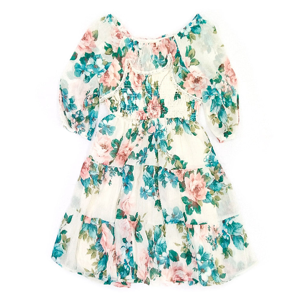 Vestido estampado ivory cream