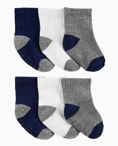 6pk calcetines grises azules y blancos para bebé niño