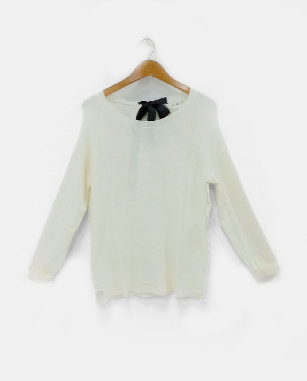 Suéter manga larga c/ amarre atras ivory blanco