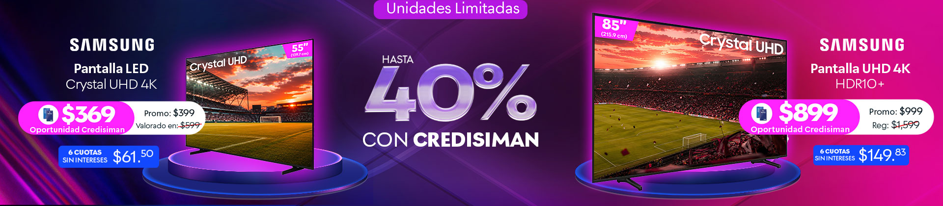 Hasta 40% de descuento en pantallas