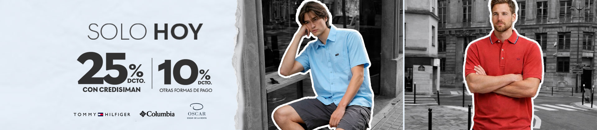 25% de descuento con credisiman en ropa de hombre