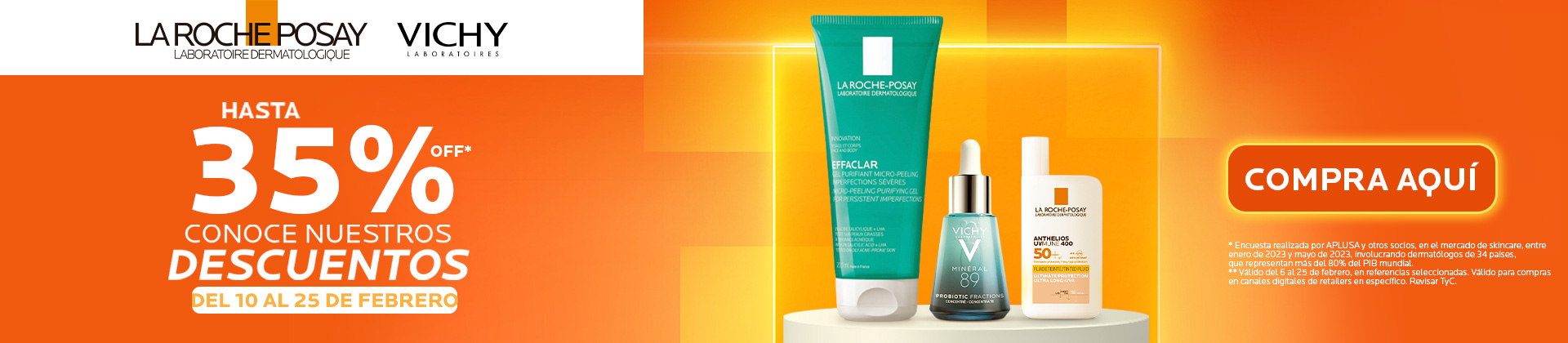 Hasta 35% de descuento en productos Vichy y La Roche Posay