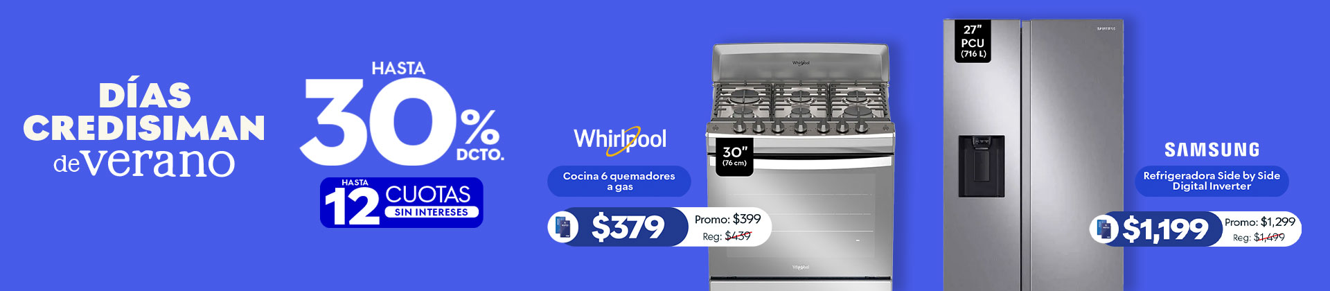 Hasta 30% de descuento en línea blanca