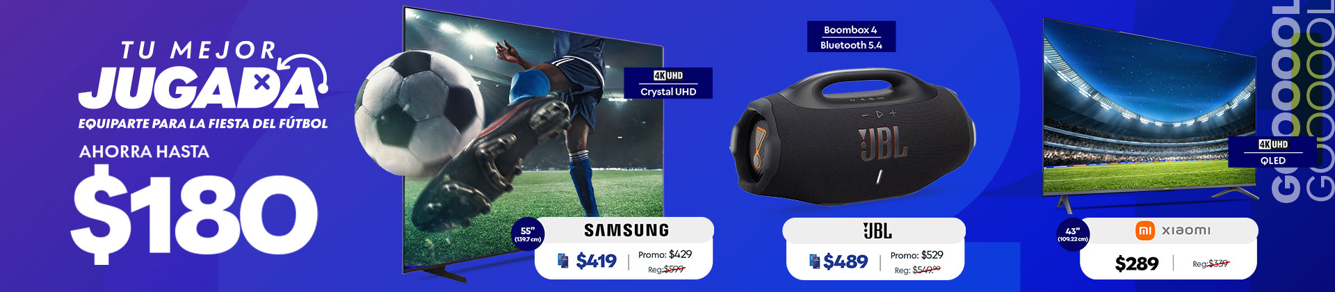 Ahorra hasta $180 en pantallas  audio