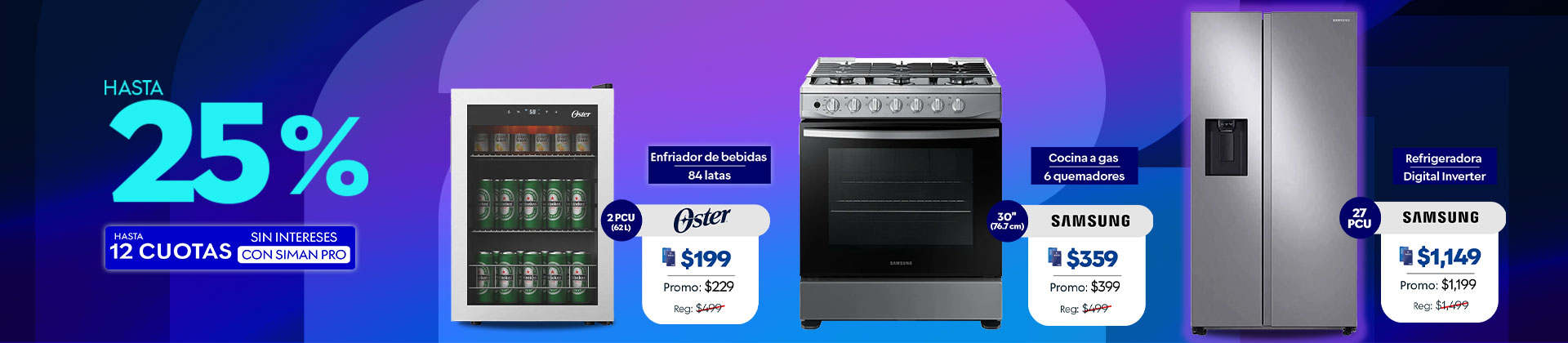 Hasta 25% en línea blanca